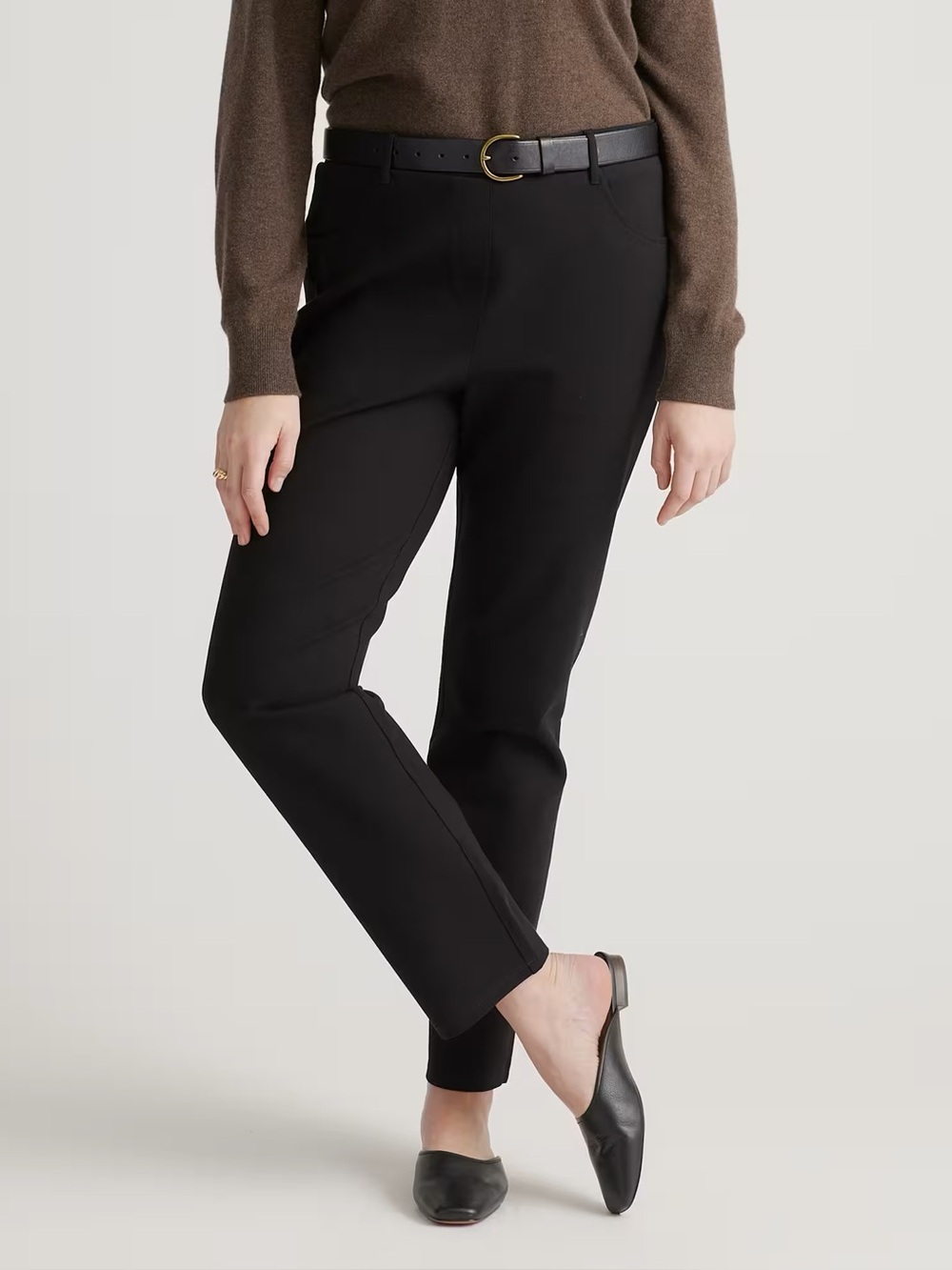 Quince Women’s Ultra-Stretch Ponte Straight Leg 4-Pocket Pants PXL Petite 28"